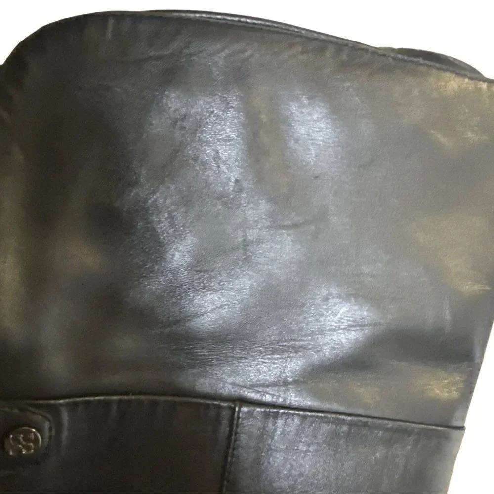 BCBG MAXAZRIA Black Leather Over the knee boots